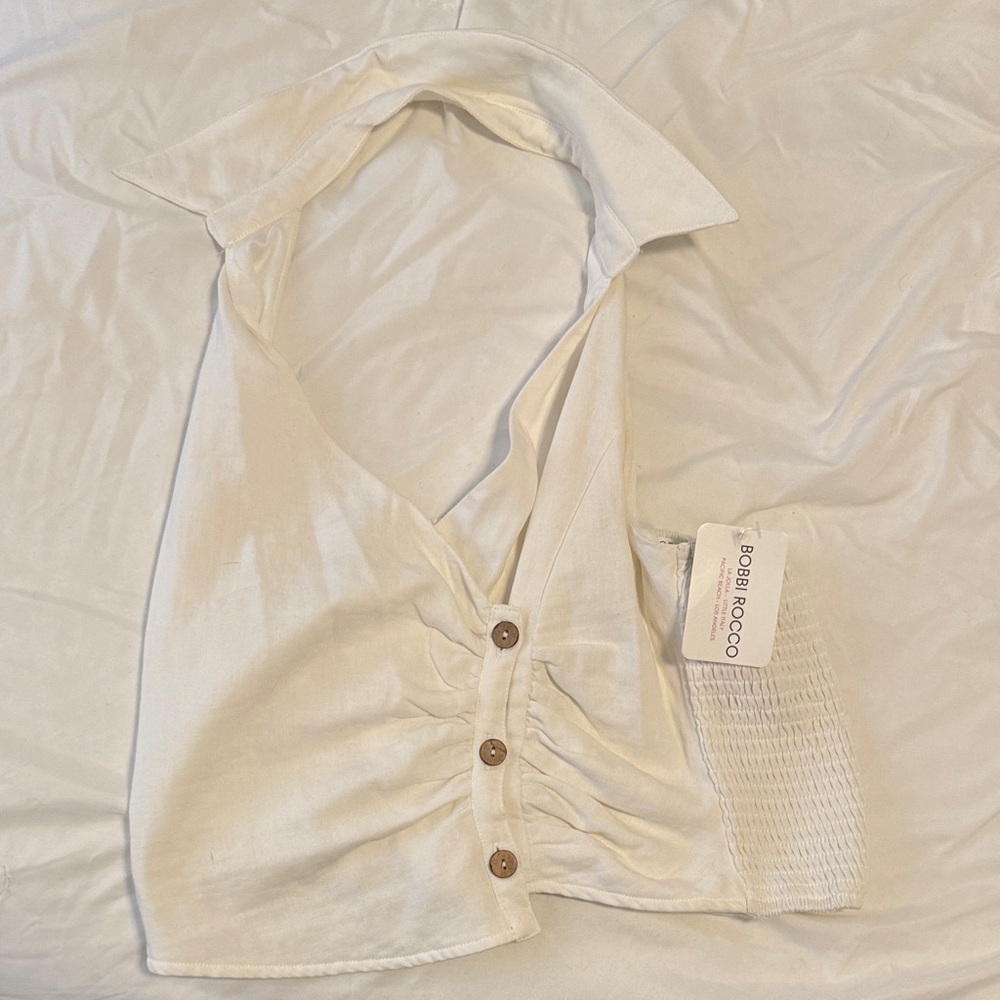 Women's Cream Button-Down Top